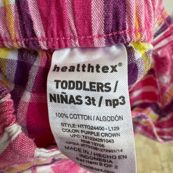 Healthtex 3T Girls Pink and Yellow Plaid Shorts with Cuffed Hem - Picture 5 of 5